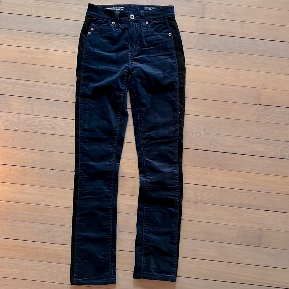AG Velvet Tuxedo Pants (Style: The Mari Tuxedo Stripr)